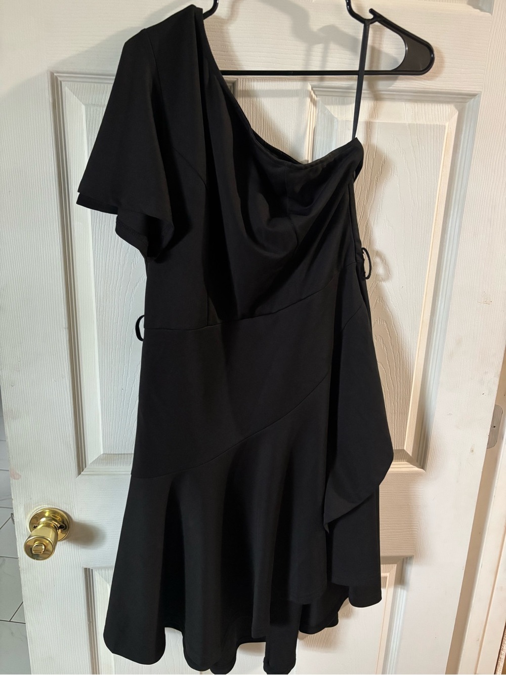 Grace Karin Black One-Shoulder Ruffle Cocktail Dress